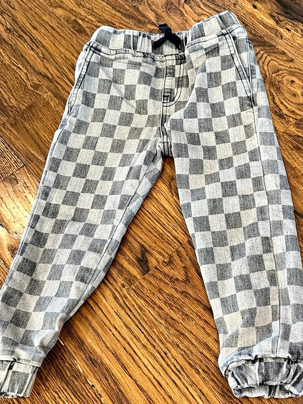 George Hats Checkered Jogger Jeans Boys 4T Gray & Black